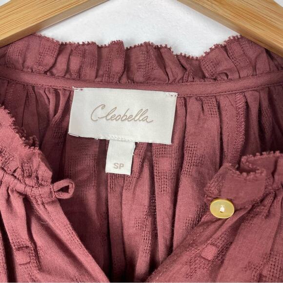 Anthropologie | Brown Button Down Shirt Cotton Long Sleeve Shirt Peasant Top S - Picture 4 of 8